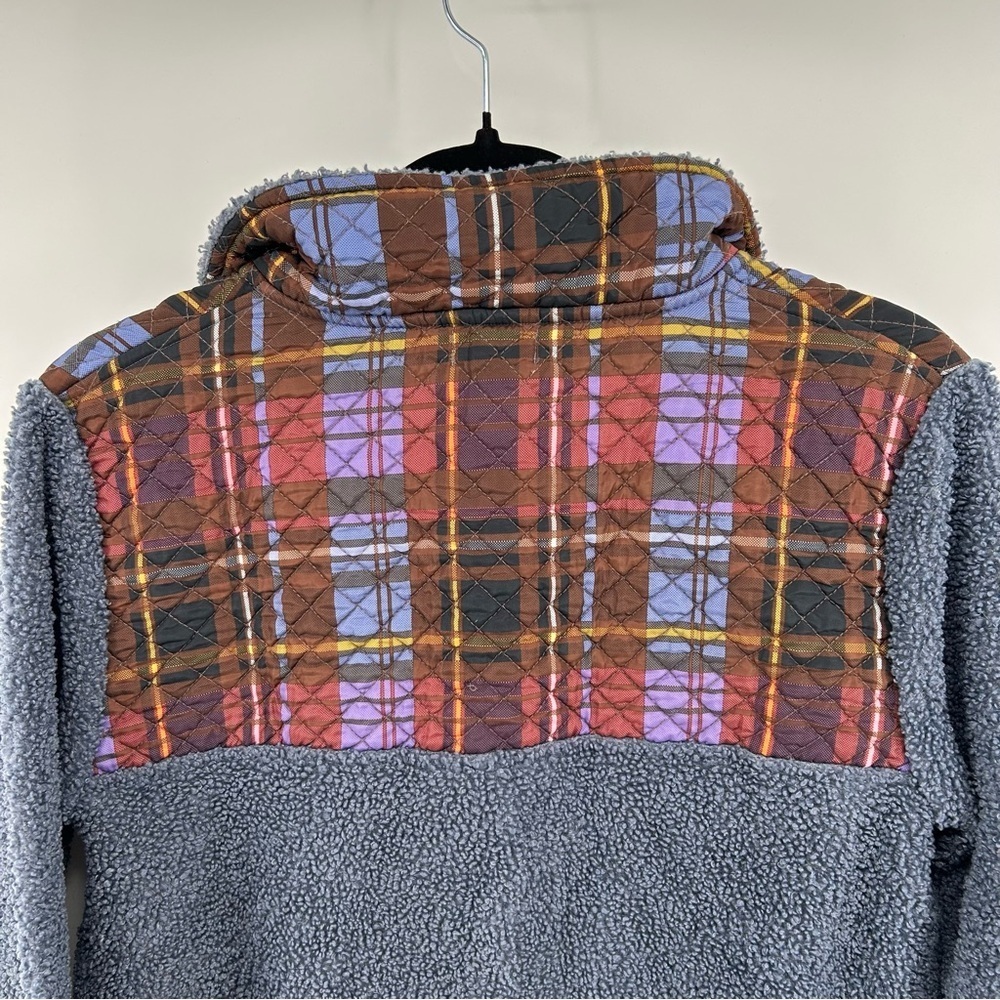 Vera Bradley Women's Teddy Fleece Blue Pullover 1/4 Zip Tartan Plaid Size S/M - Picture 6 of 7